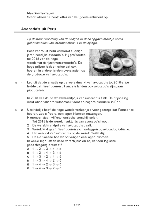 Opgaven examen VMBO GLTL economie 2022, tijdvak 3. Pagina 2
