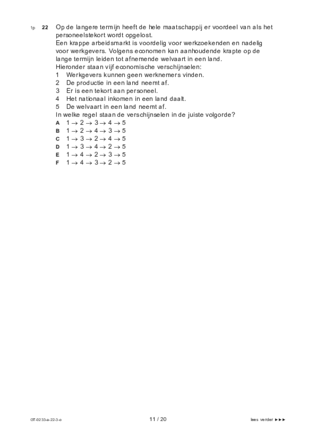 Opgaven examen VMBO GLTL economie 2022, tijdvak 3. Pagina 11