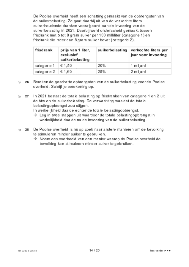 Opgaven examen VMBO GLTL economie 2022, tijdvak 3. Pagina 14