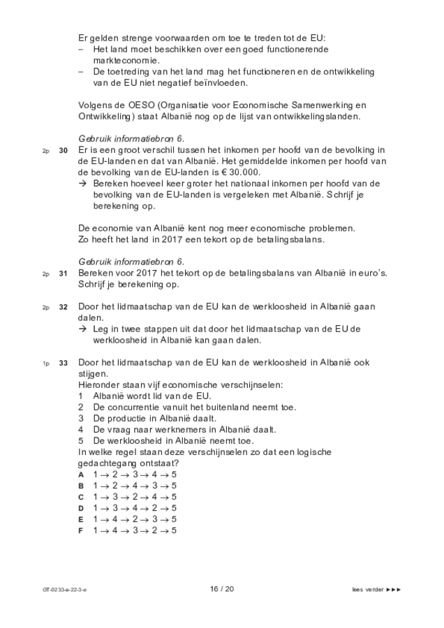 Opgaven examen VMBO GLTL economie 2022, tijdvak 3. Pagina 16