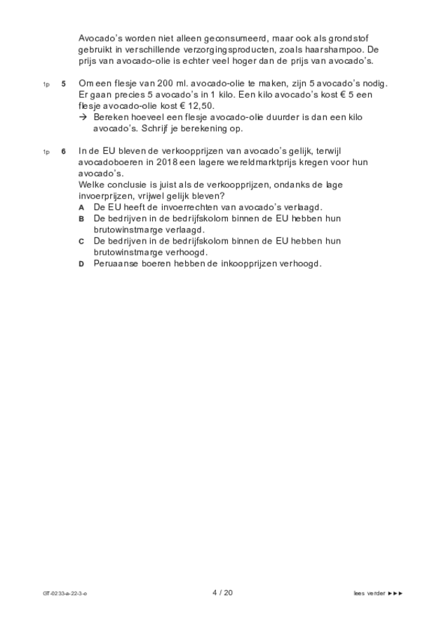 Opgaven examen VMBO GLTL economie 2022, tijdvak 3. Pagina 4