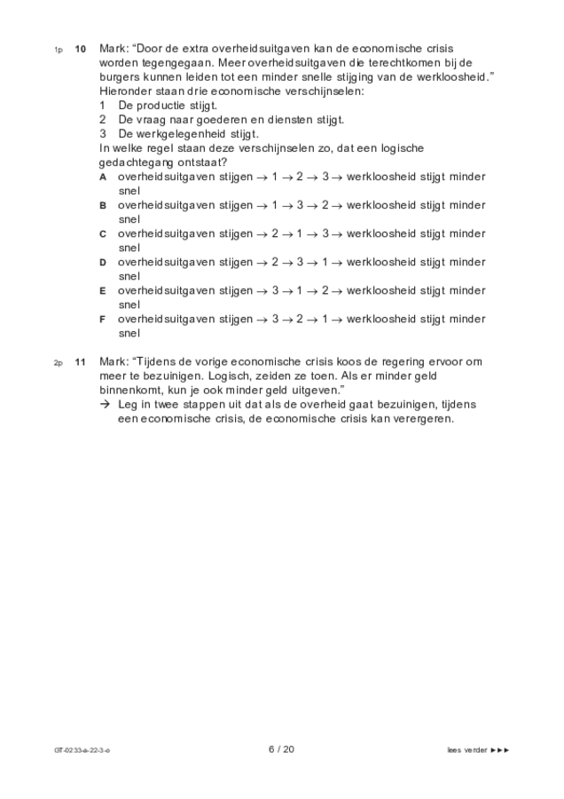 Opgaven examen VMBO GLTL economie 2022, tijdvak 3. Pagina 6