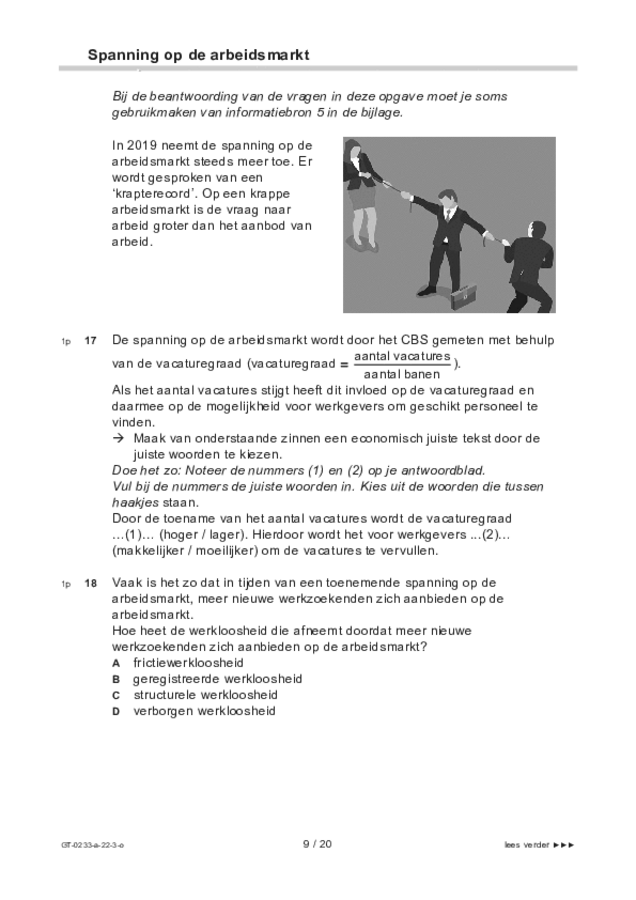 Opgaven examen VMBO GLTL economie 2022, tijdvak 3. Pagina 9