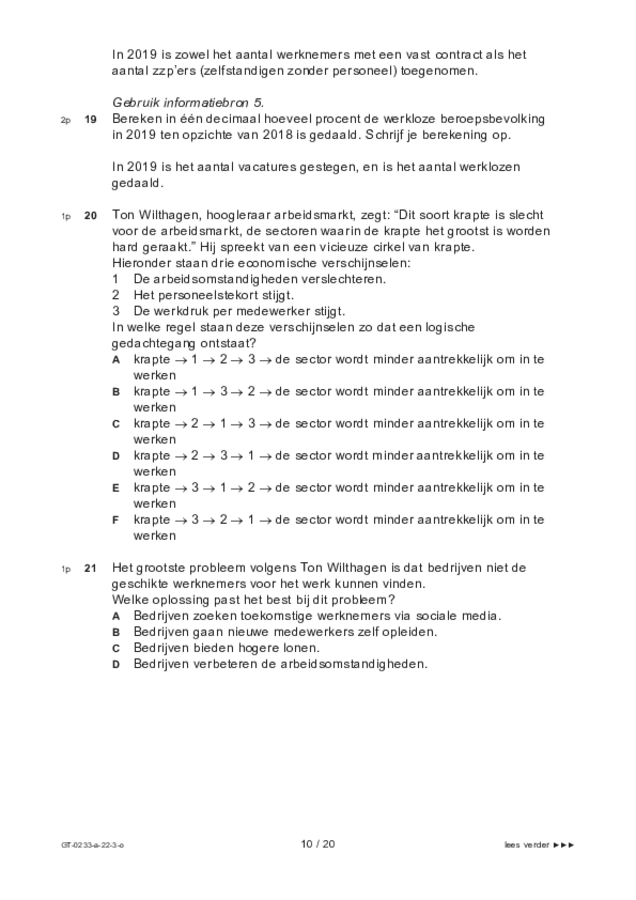 Opgaven examen VMBO GLTL economie 2022, tijdvak 3. Pagina 10