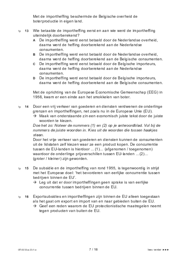 Opgaven examen VMBO GLTL economie 2023, tijdvak 1. Pagina 7