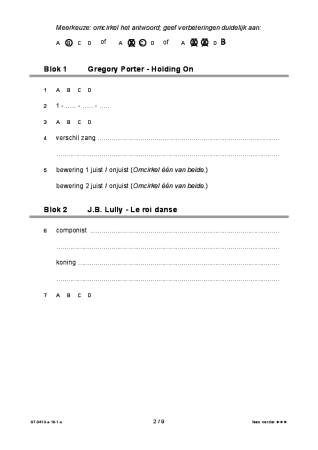 Uitwerkbijlage examen VMBO GLTL muziek 2018, tijdvak 1. Pagina 2