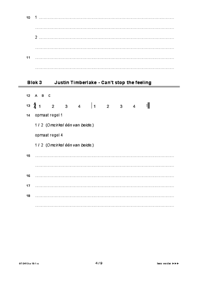 Uitwerkbijlage examen VMBO GLTL muziek 2018, tijdvak 1. Pagina 4