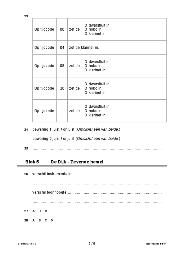 Uitwerkbijlage examen VMBO GLTL muziek 2018, tijdvak 1. Pagina 6