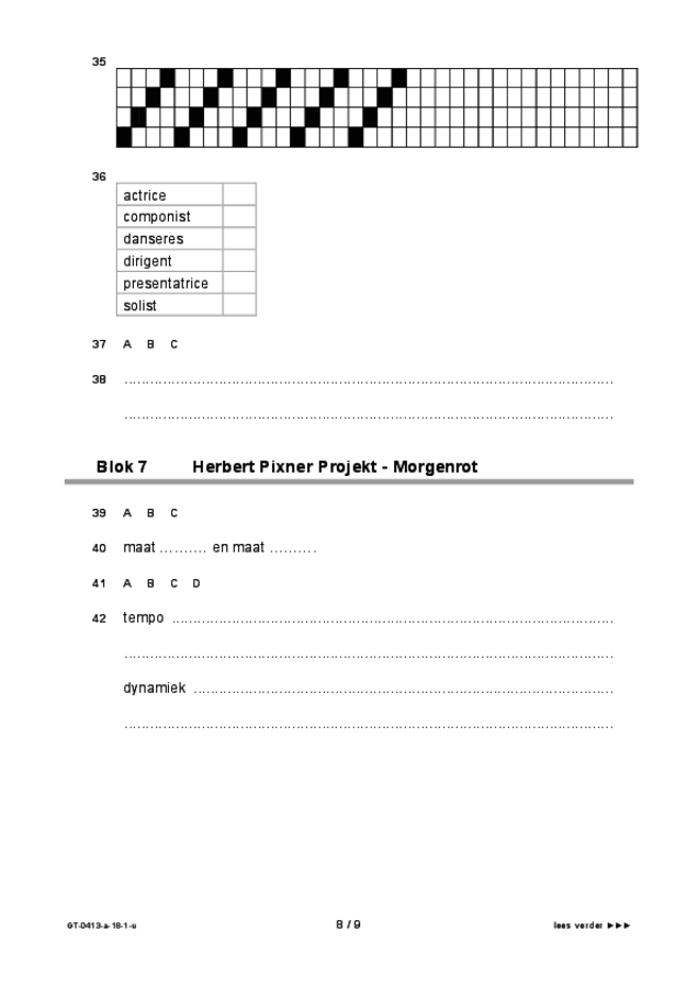 Uitwerkbijlage examen VMBO GLTL muziek 2018, tijdvak 1. Pagina 8