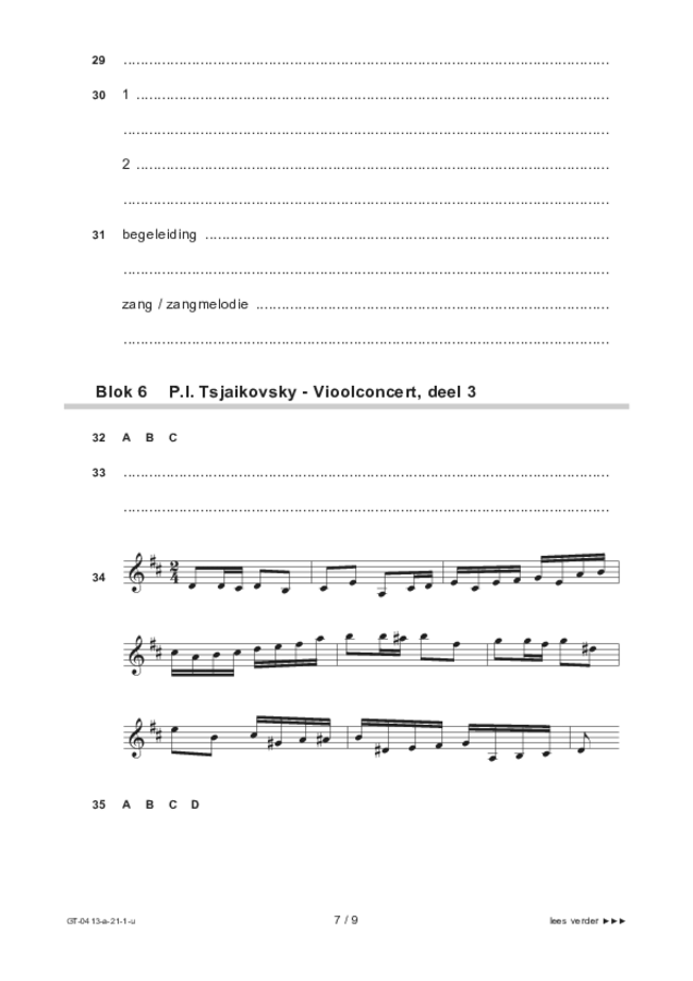 Uitwerkbijlage examen VMBO GLTL muziek 2021, tijdvak 1. Pagina 7
