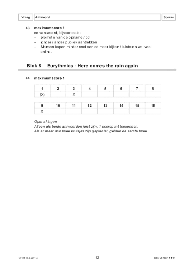 Correctievoorschrift examen VMBO GLTL muziek 2022, tijdvak 1. Pagina 12