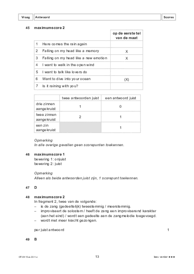 Correctievoorschrift examen VMBO GLTL muziek 2022, tijdvak 1. Pagina 13