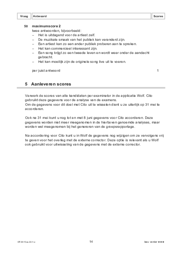 Correctievoorschrift examen VMBO GLTL muziek 2022, tijdvak 1. Pagina 14