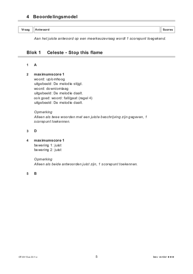 Correctievoorschrift examen VMBO GLTL muziek 2022, tijdvak 1. Pagina 5