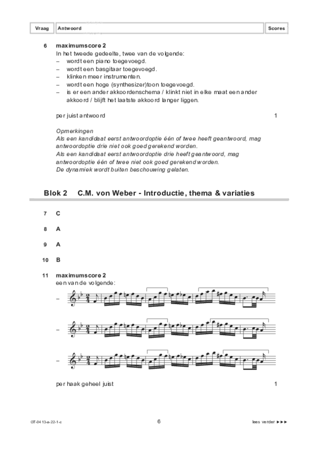 Correctievoorschrift examen VMBO GLTL muziek 2022, tijdvak 1. Pagina 6