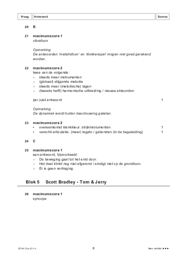 Correctievoorschrift examen VMBO GLTL muziek 2022, tijdvak 1. Pagina 8