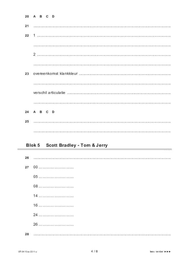 Uitwerkbijlage examen VMBO GLTL muziek 2022, tijdvak 1. Pagina 4