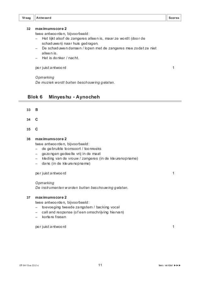 Correctievoorschrift examen VMBO GLTL muziek 2022, tijdvak 2. Pagina 11