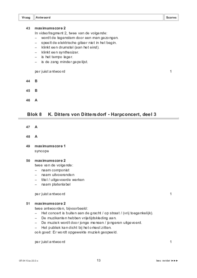 Correctievoorschrift examen VMBO GLTL muziek 2022, tijdvak 2. Pagina 13