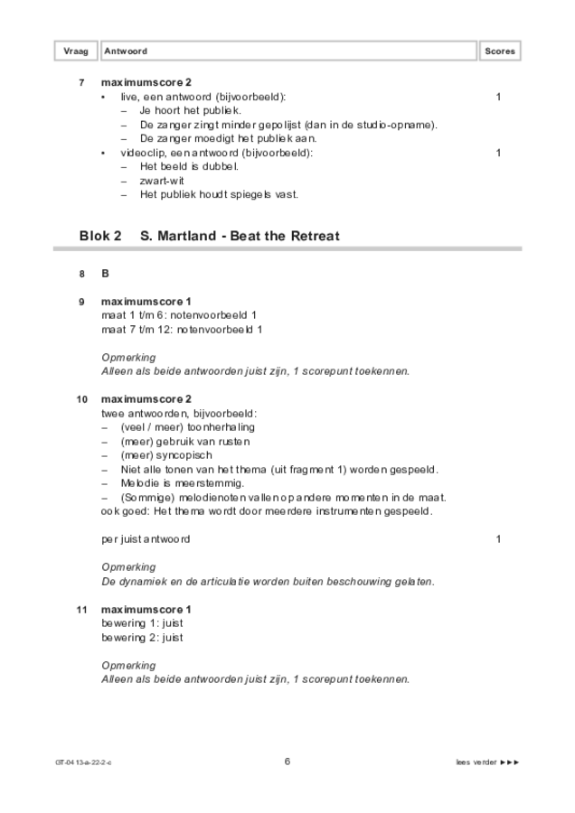 Correctievoorschrift examen VMBO GLTL muziek 2022, tijdvak 2. Pagina 6