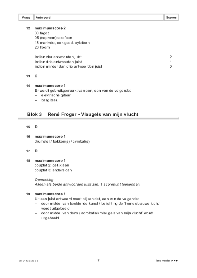 Correctievoorschrift examen VMBO GLTL muziek 2022, tijdvak 2. Pagina 7