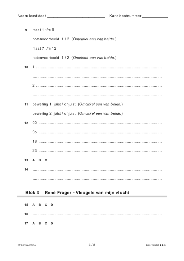 Uitwerkbijlage examen VMBO GLTL muziek 2022, tijdvak 2. Pagina 3