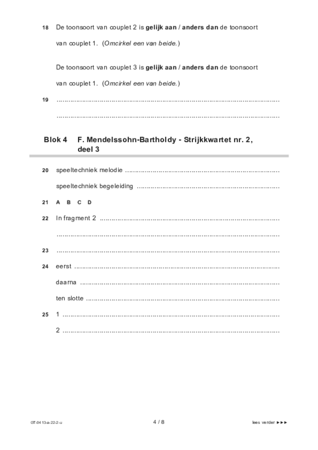 Uitwerkbijlage examen VMBO GLTL muziek 2022, tijdvak 2. Pagina 4