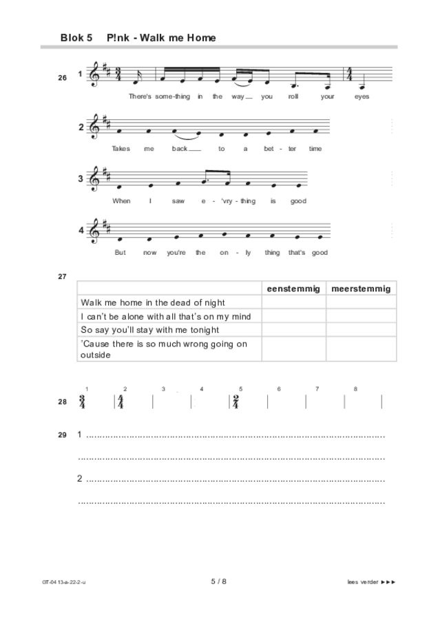 Uitwerkbijlage examen VMBO GLTL muziek 2022, tijdvak 2. Pagina 5