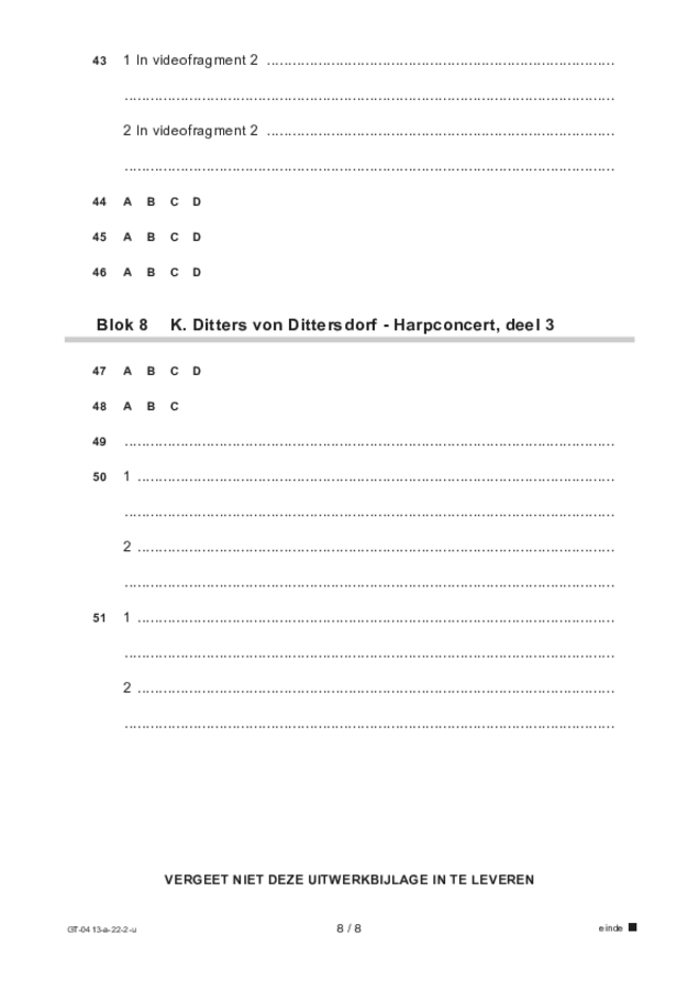 Uitwerkbijlage examen VMBO GLTL muziek 2022, tijdvak 2. Pagina 8