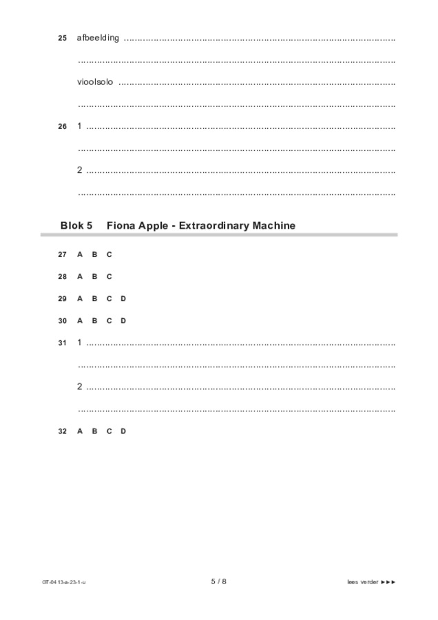 Uitwerkbijlage examen VMBO GLTL muziek 2023, tijdvak 1. Pagina 5