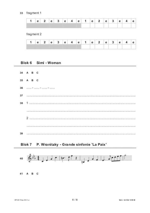 Uitwerkbijlage examen VMBO GLTL muziek 2023, tijdvak 1. Pagina 6