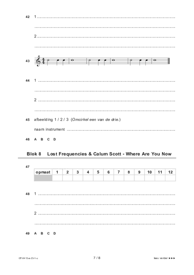 Uitwerkbijlage examen VMBO GLTL muziek 2023, tijdvak 1. Pagina 7