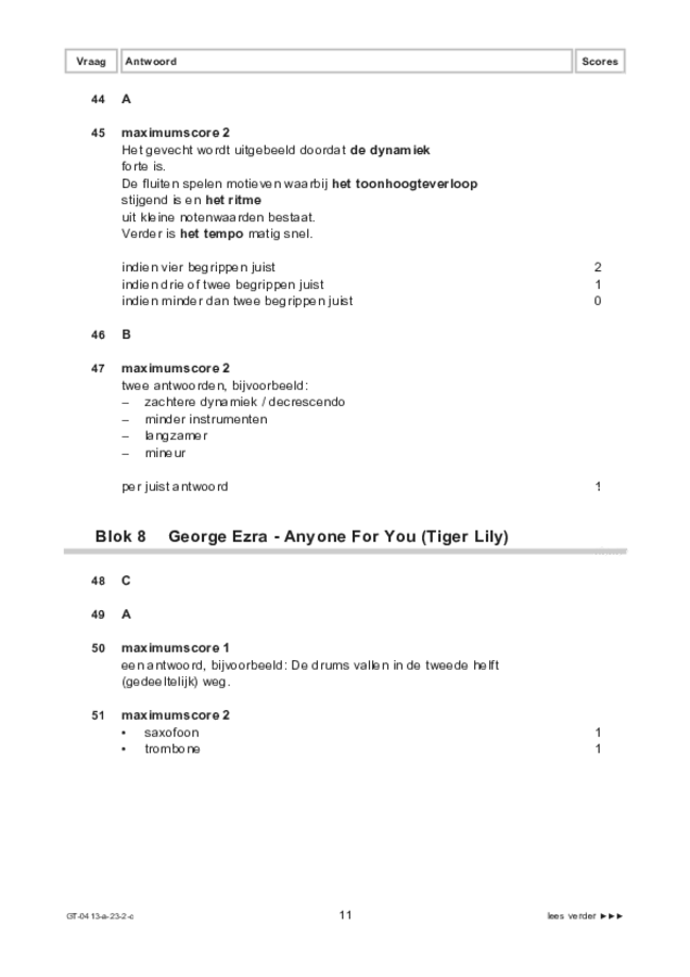 Correctievoorschrift examen VMBO GLTL muziek 2023, tijdvak 2. Pagina 11