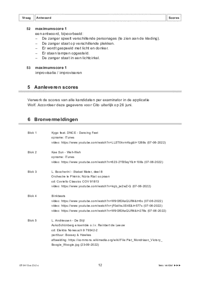Correctievoorschrift examen VMBO GLTL muziek 2023, tijdvak 2. Pagina 12