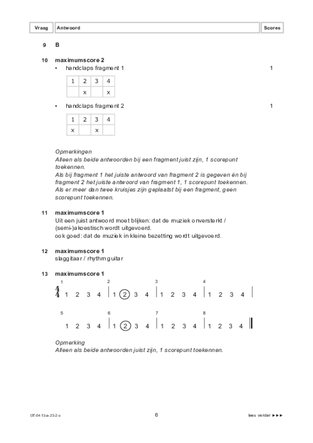 Correctievoorschrift examen VMBO GLTL muziek 2023, tijdvak 2. Pagina 6