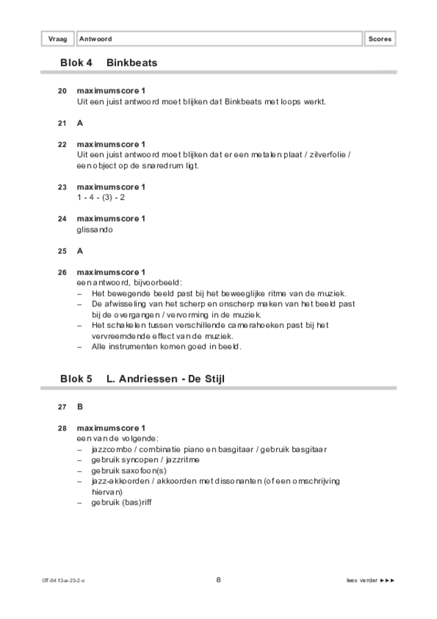 Correctievoorschrift examen VMBO GLTL muziek 2023, tijdvak 2. Pagina 8