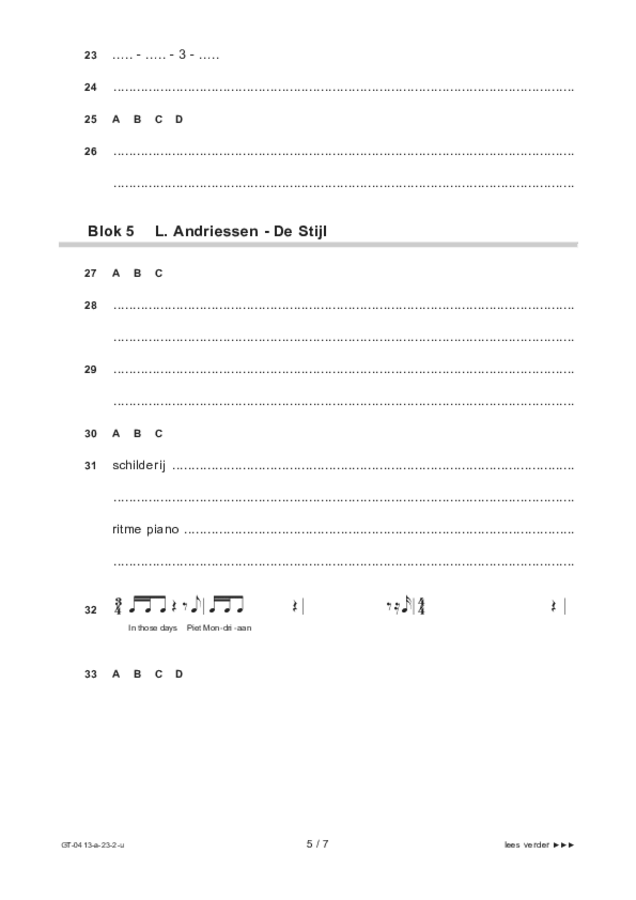 Uitwerkbijlage examen VMBO GLTL muziek 2023, tijdvak 2. Pagina 5