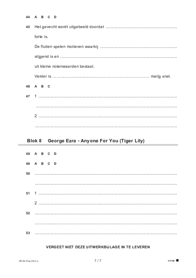 Uitwerkbijlage examen VMBO GLTL muziek 2023, tijdvak 2. Pagina 7