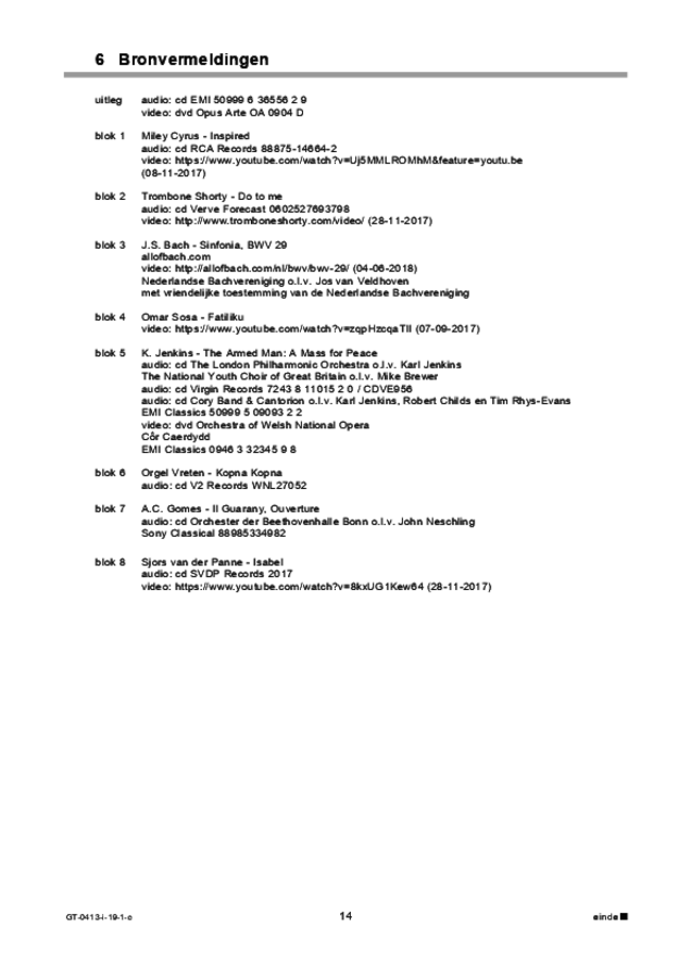 Correctievoorschrift examen VMBO GLTL muziek 2019, tijdvak 1. Pagina 14