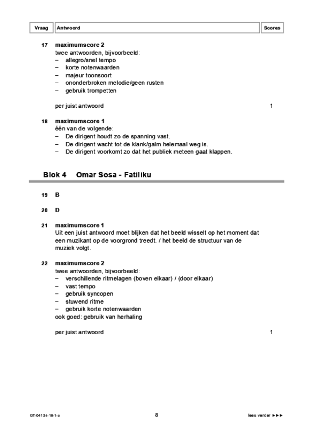 Correctievoorschrift examen VMBO GLTL muziek 2019, tijdvak 1. Pagina 8