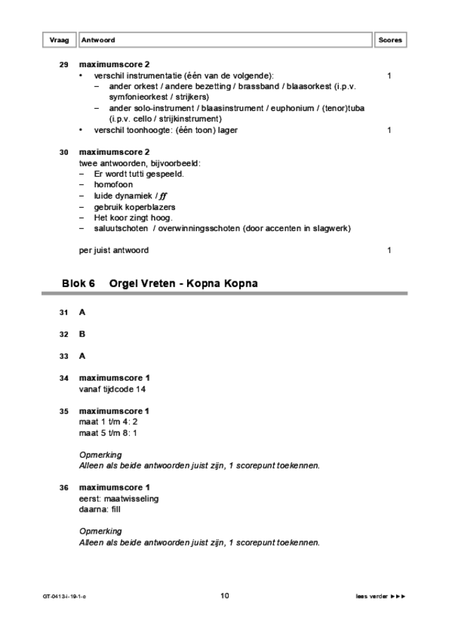 Correctievoorschrift examen VMBO GLTL muziek 2019, tijdvak 1. Pagina 10