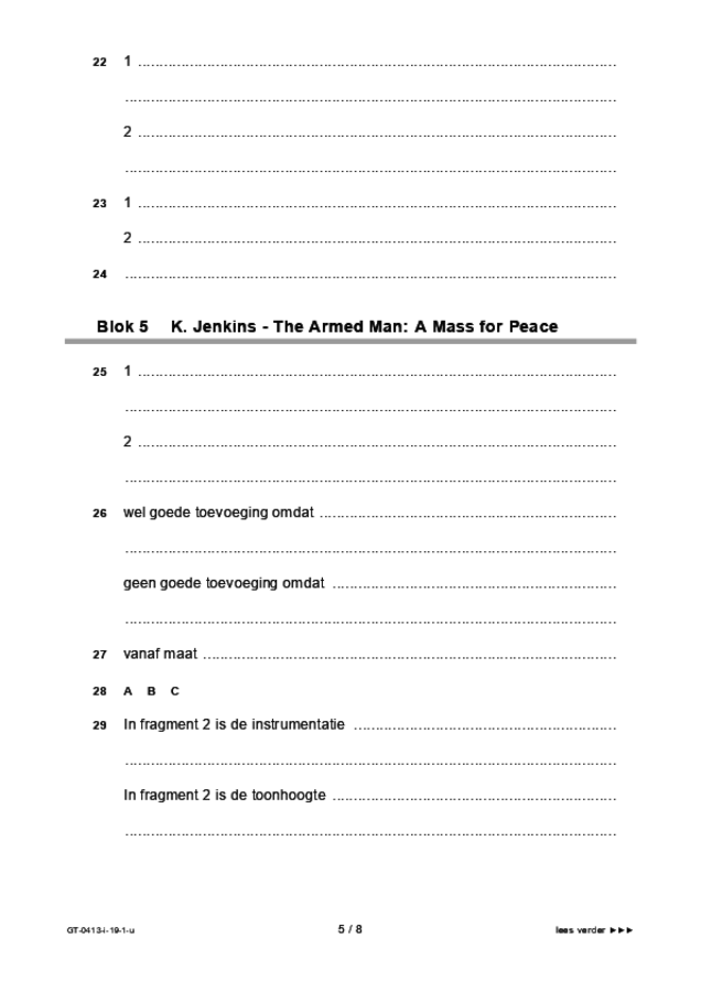 Uitwerkbijlage examen VMBO GLTL muziek 2019, tijdvak 1. Pagina 5