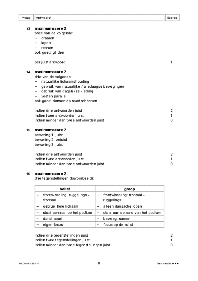 Correctievoorschrift examen VMBO GLTL dans 2018, tijdvak 1. Pagina 8