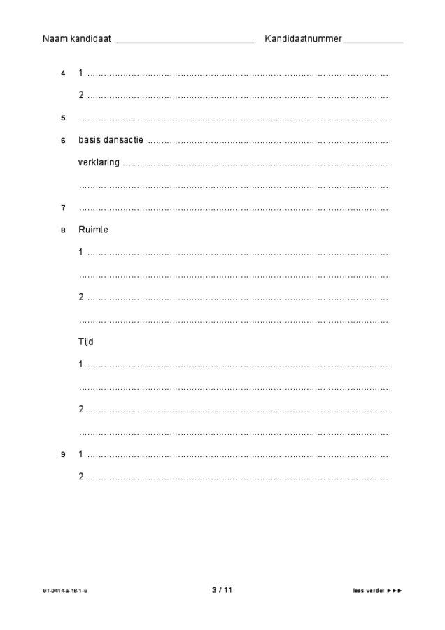 Uitwerkbijlage examen VMBO GLTL dans 2018, tijdvak 1. Pagina 3