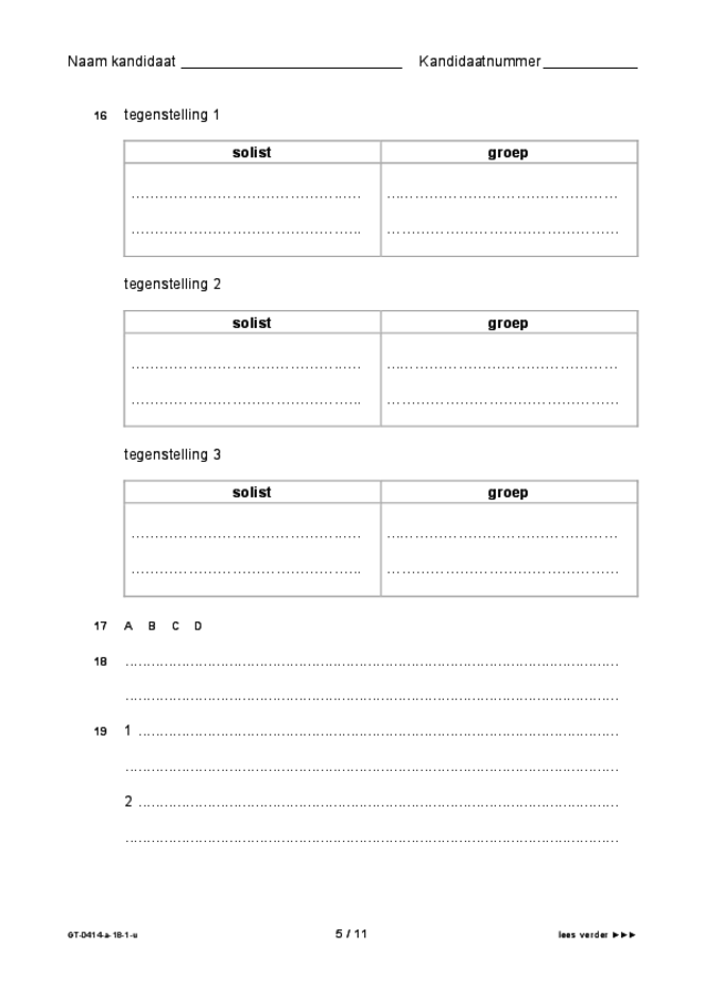 Uitwerkbijlage examen VMBO GLTL dans 2018, tijdvak 1. Pagina 5