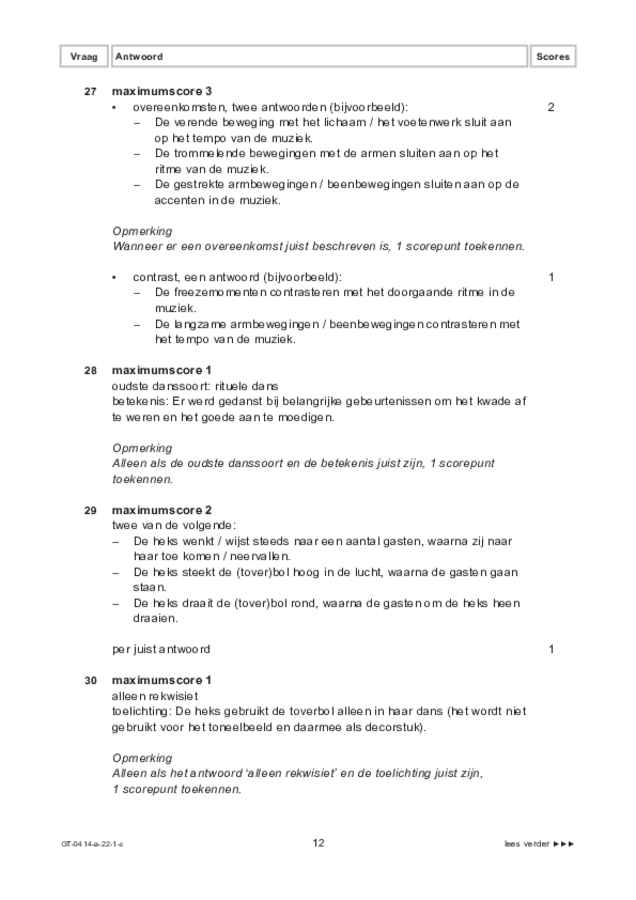 Correctievoorschrift examen VMBO GLTL dans 2022, tijdvak 1. Pagina 12