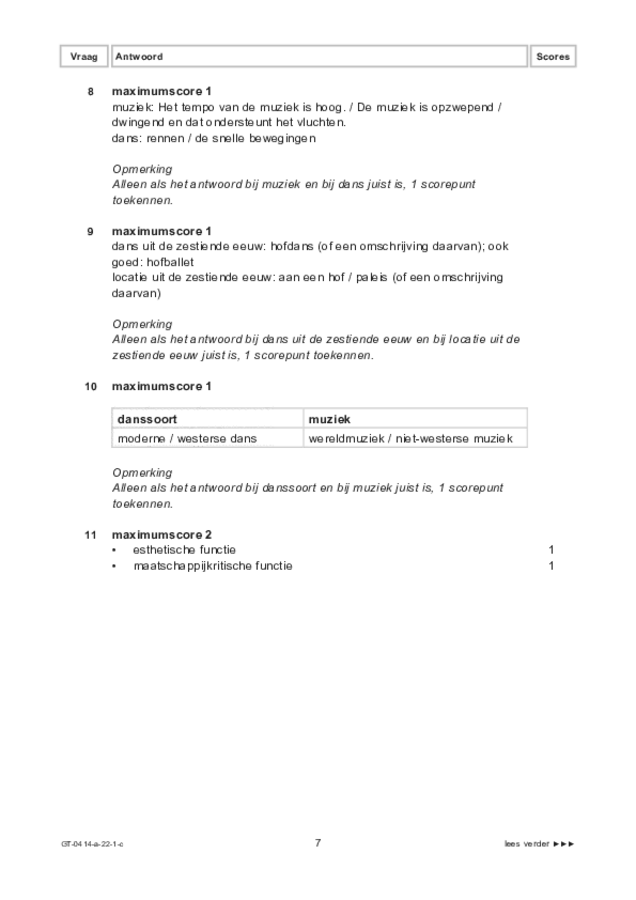 Correctievoorschrift examen VMBO GLTL dans 2022, tijdvak 1. Pagina 7