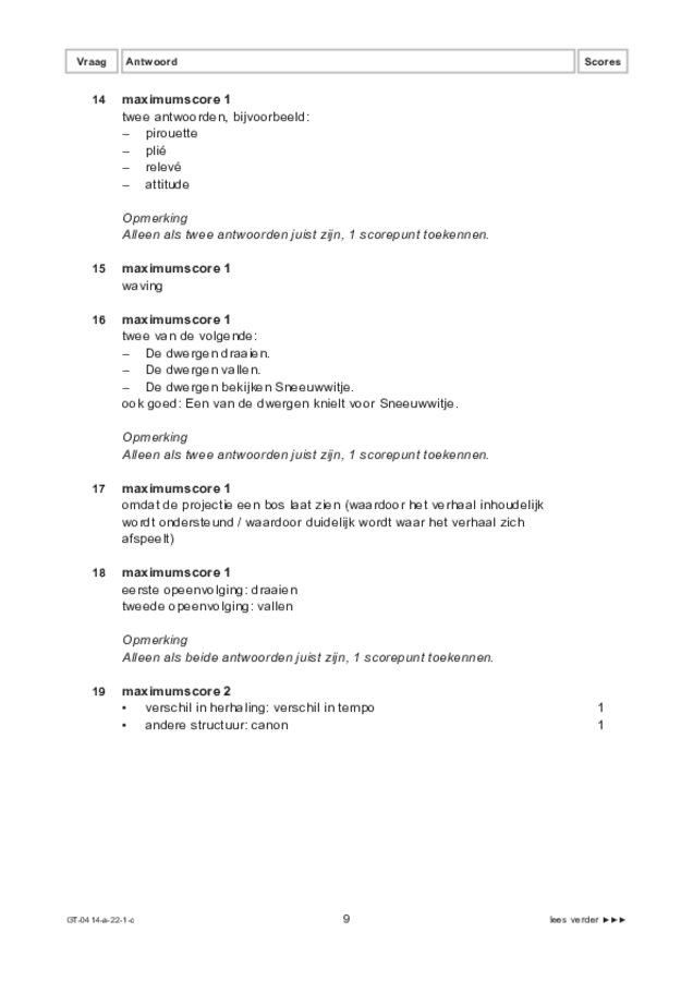 Correctievoorschrift examen VMBO GLTL dans 2022, tijdvak 1. Pagina 9