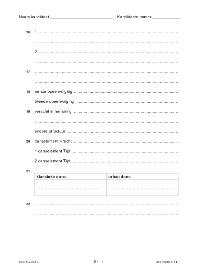 Uitwerkbijlage examen VMBO GLTL dans 2022, tijdvak 1. Pagina 5