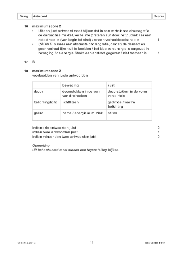 Correctievoorschrift examen VMBO GLTL dans 2023, tijdvak 1. Pagina 11